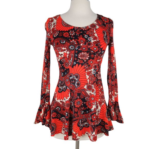 Vintage | Dresses | Vintage 97s Womens Red Black Groovy Floral Ultra Mini Sizzler  Dress Xs | Poshmark
